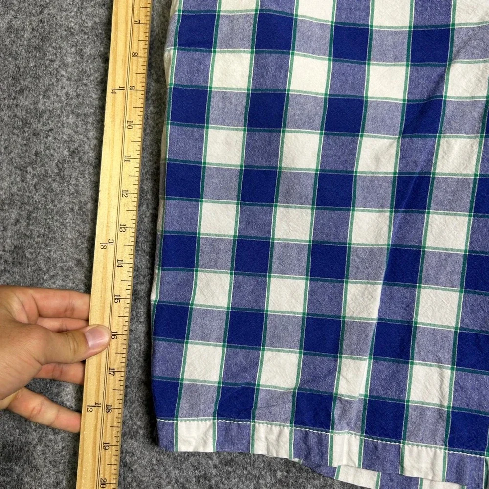 Old Navy Blue White Plaid Chino‎ Shorts Mens Size 34 Preppy Summer Casual Retro